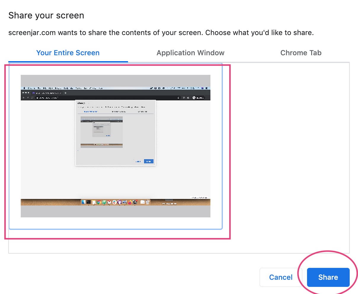 Chrome screen recording permission request